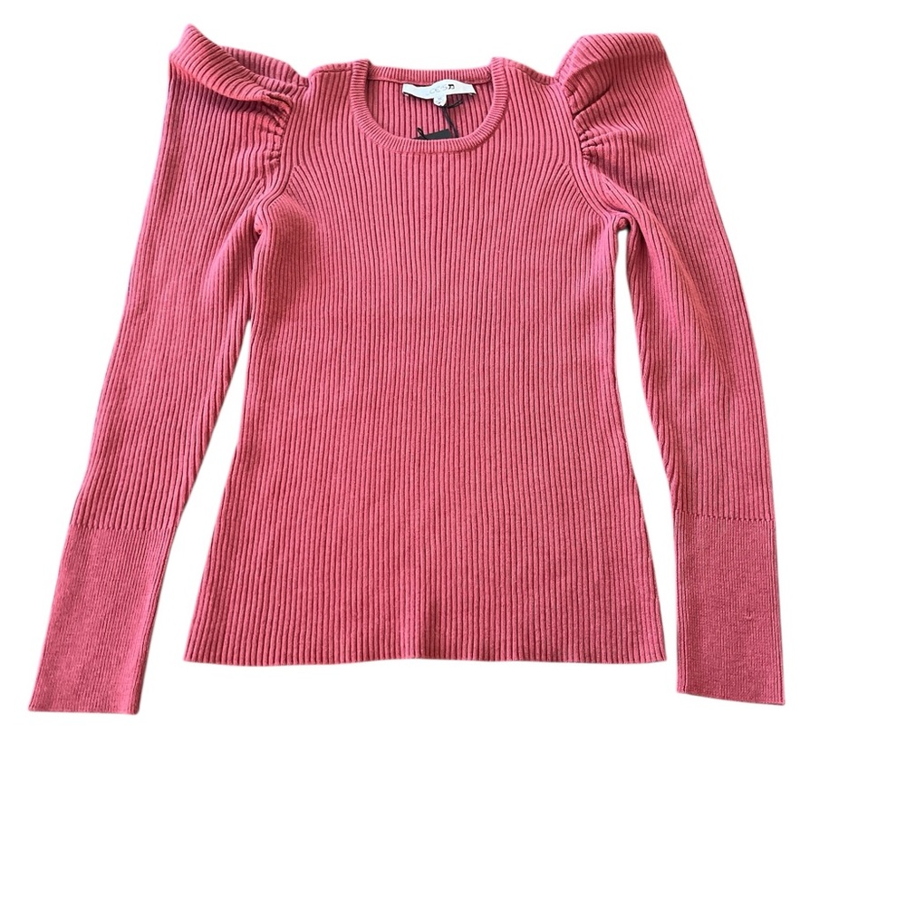 Women's Joe’s Ribbed Slate Rose Ribbed Puff Shoulder Long Sleeve Sweater Size XS